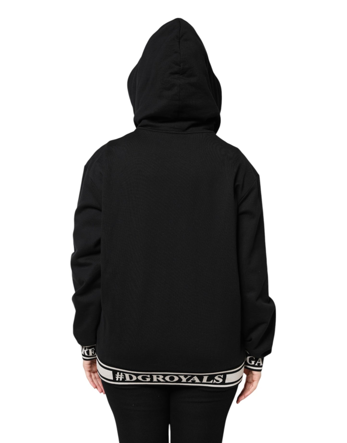 Sweat-shirt à capuche zippé en coton noir Dolce &amp; Gabbana