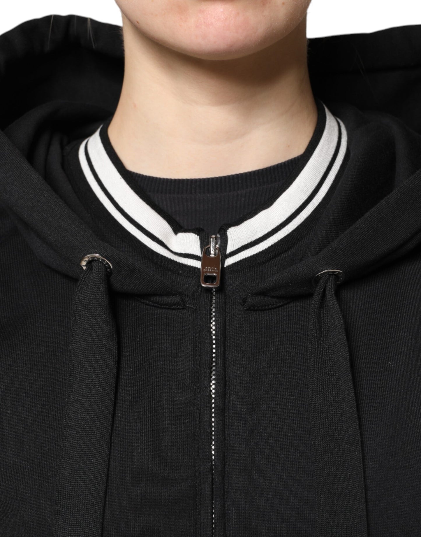 Sweat-shirt à capuche zippé en coton noir Dolce &amp; Gabbana