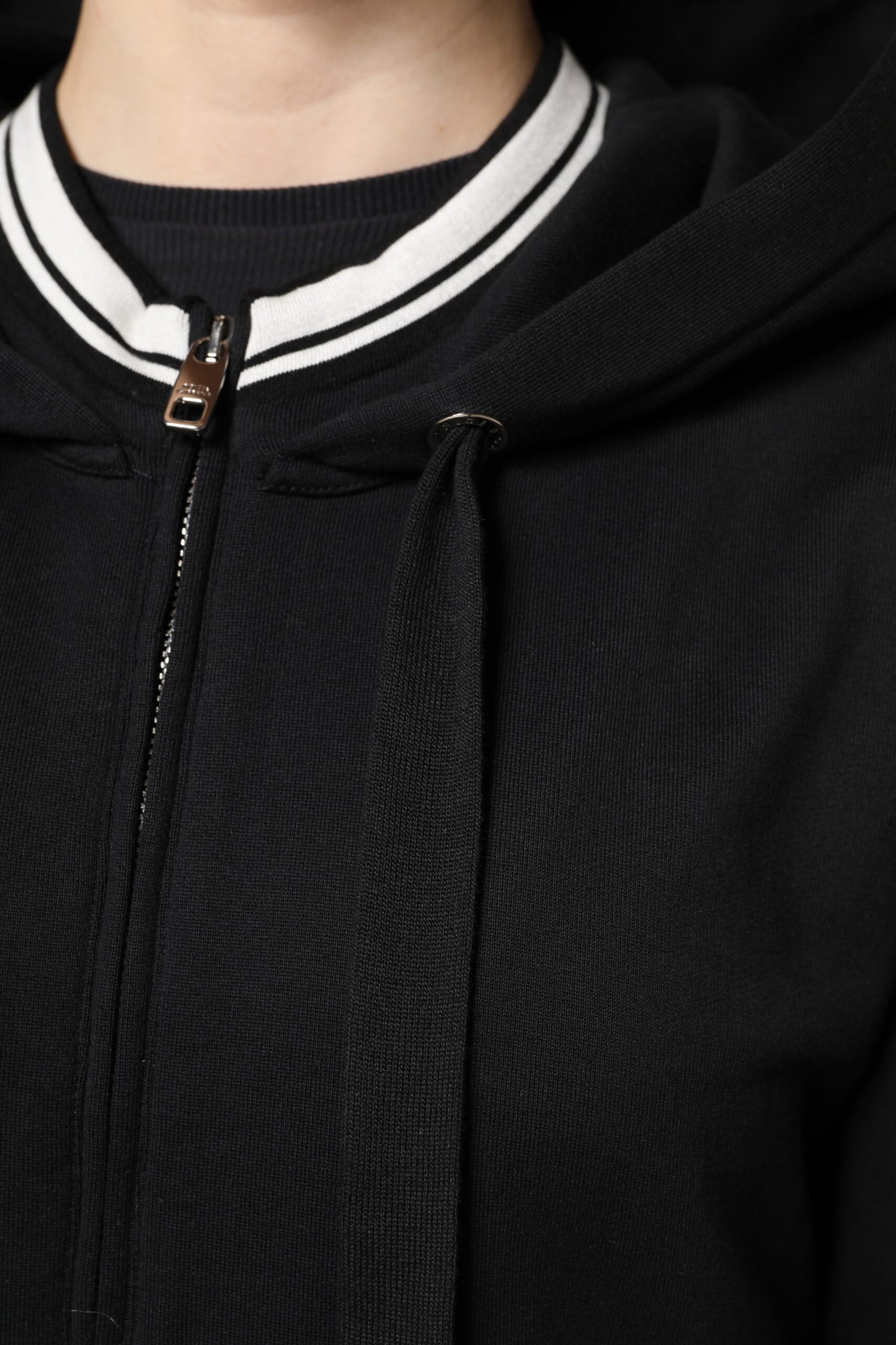 Sweat-shirt à capuche zippé en coton noir Dolce &amp; Gabbana