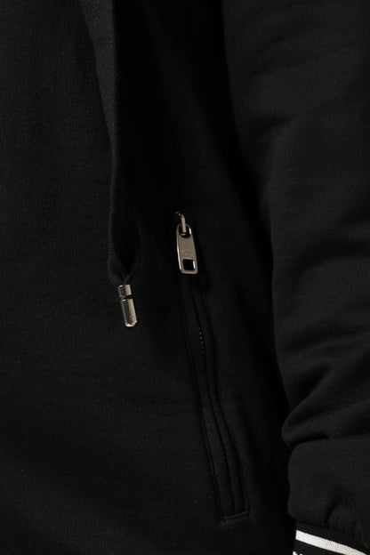Sweat-shirt à capuche zippé en coton noir Dolce &amp; Gabbana