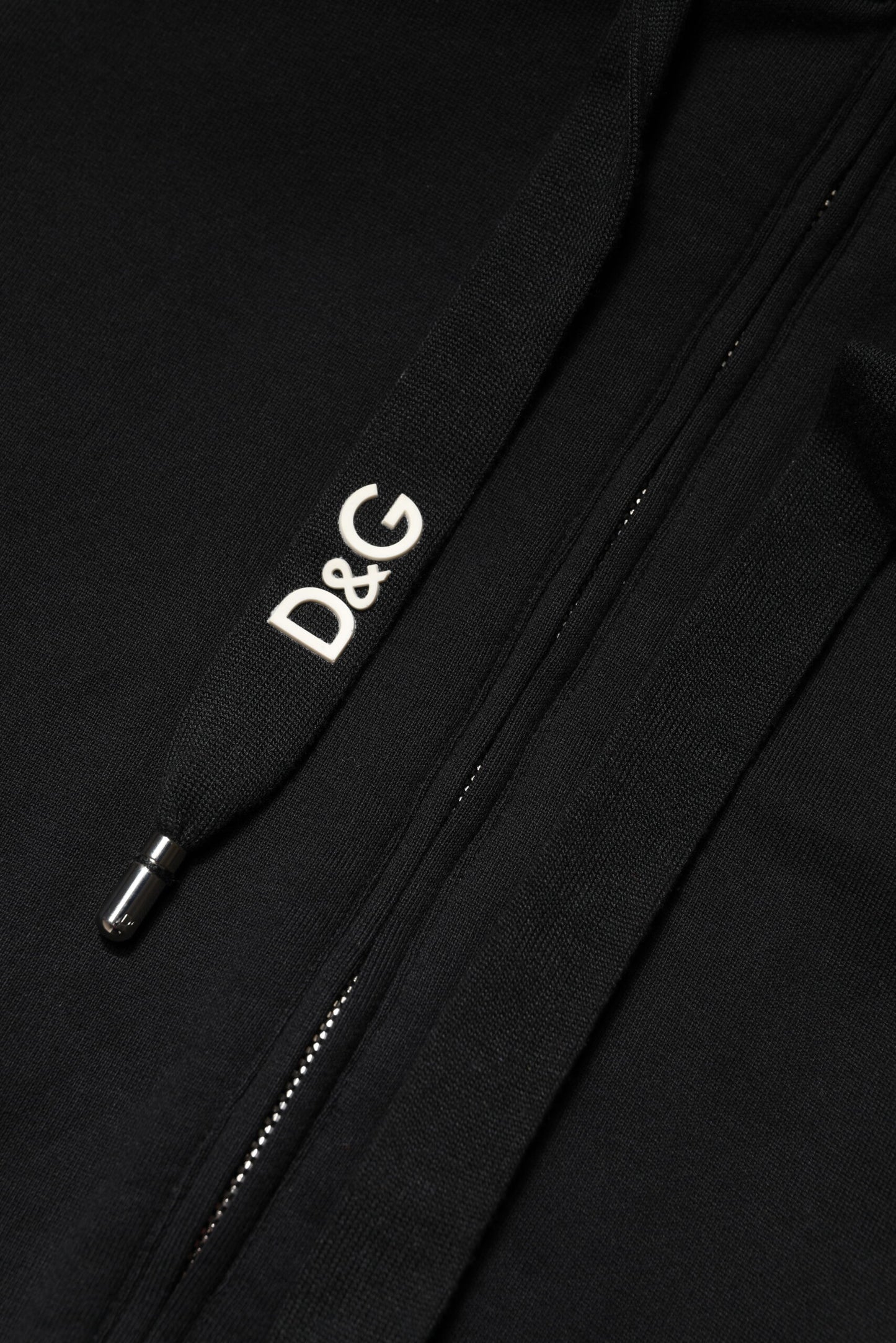 Sweat-shirt à capuche zippé en coton noir Dolce &amp; Gabbana