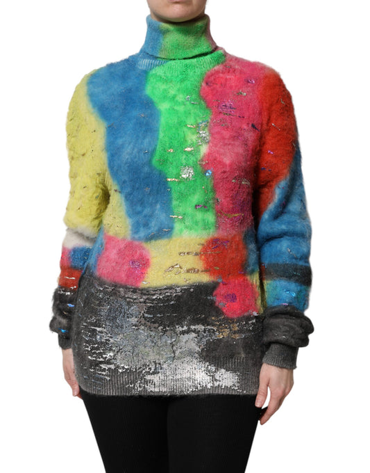Pull à col roulé en mohair multicolore Dolce &amp; Gabbana