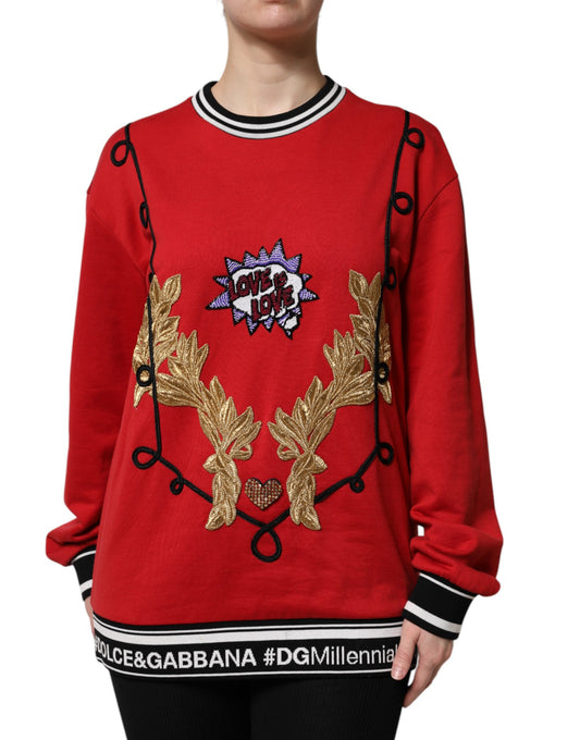 Pull à paillettes Dolce &amp; Gabbana en coton rouge Queen