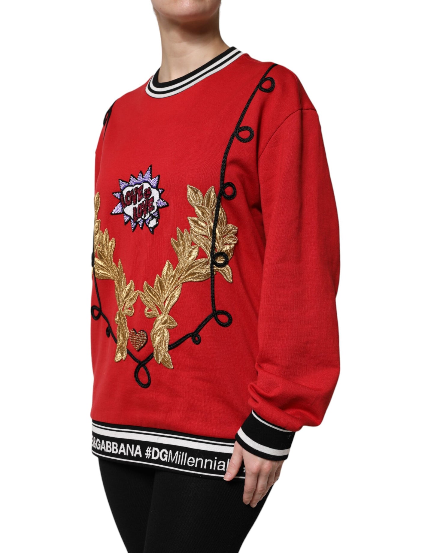 Pull à paillettes Dolce &amp; Gabbana en coton rouge Queen