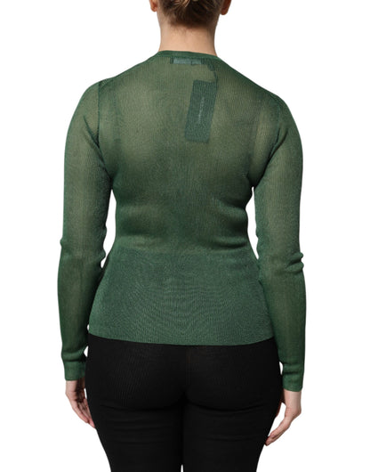 Pull cardigan à manches longues en polyester vert Dolce &amp; Gabbana