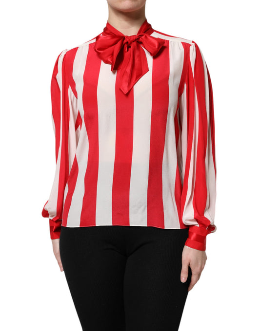 Blusa Dolce &amp; Gabbana con cuello Ascot y rayas rojas y blancas