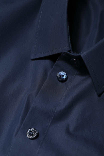 Dolce & Gabbana Blue Cotton Short Sleeves Button Down Top