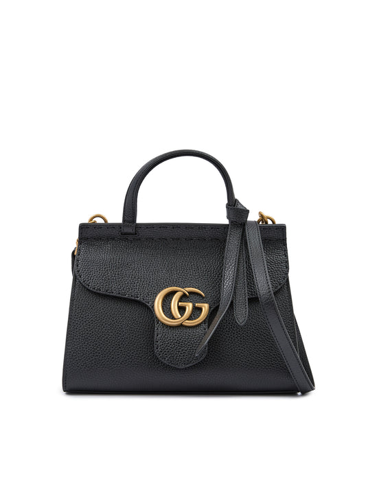 Sac à main Gucci en cuir noir GG Marmont