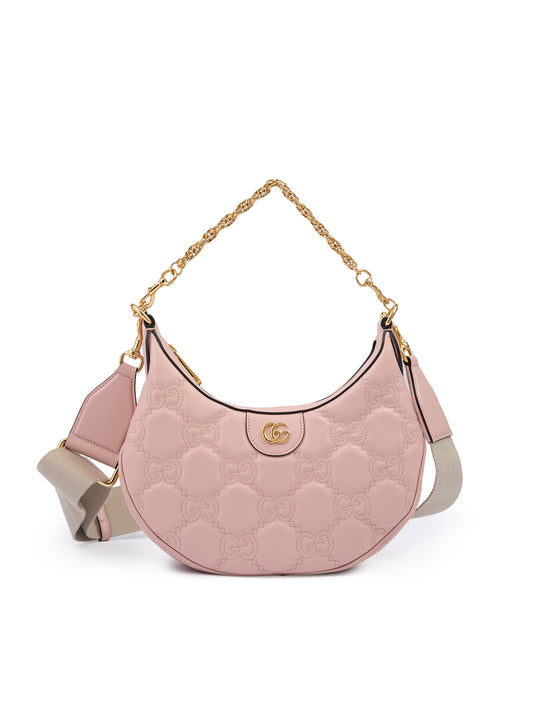 Sac à bandoulière en cuir rose clair Gucci