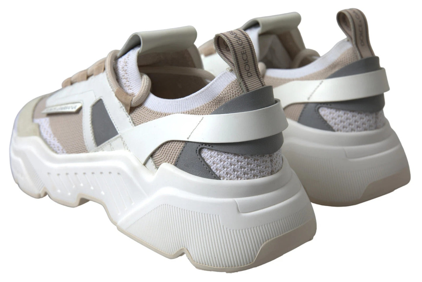Zapatillas Dolce &amp; Gabbana de piel blanca y beige, deportivas DAYMASTER