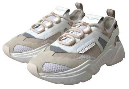 Zapatillas Dolce &amp; Gabbana de piel blanca y beige, deportivas DAYMASTER