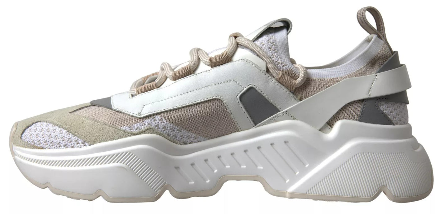 Zapatillas Dolce &amp; Gabbana de piel blanca y beige, deportivas DAYMASTER
