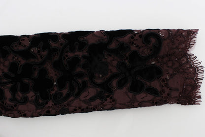 Dolce &amp; Gabbana Elegant Purple Floral Lace Maxi Dress