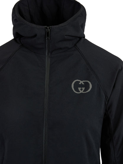 Sweat à capuche en polyamide noir Gucci
