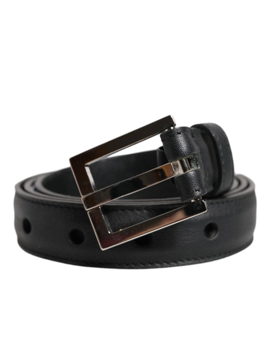 Cinturón con hebilla clásica de piel de becerro negra de Dolce &amp; Gabbana