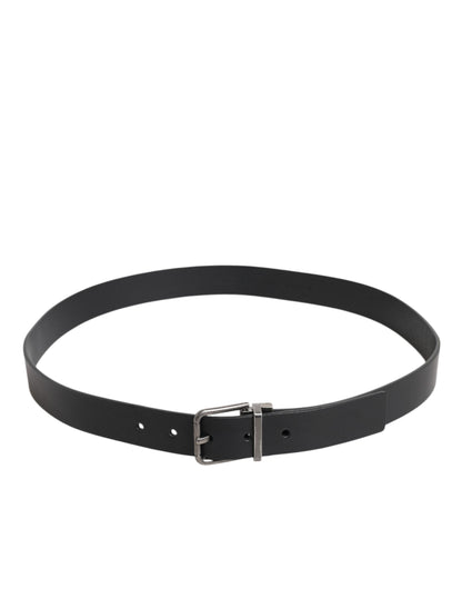 Cinturón clásico de cuero negro con hebilla metálica de Dolce &amp; Gabbana