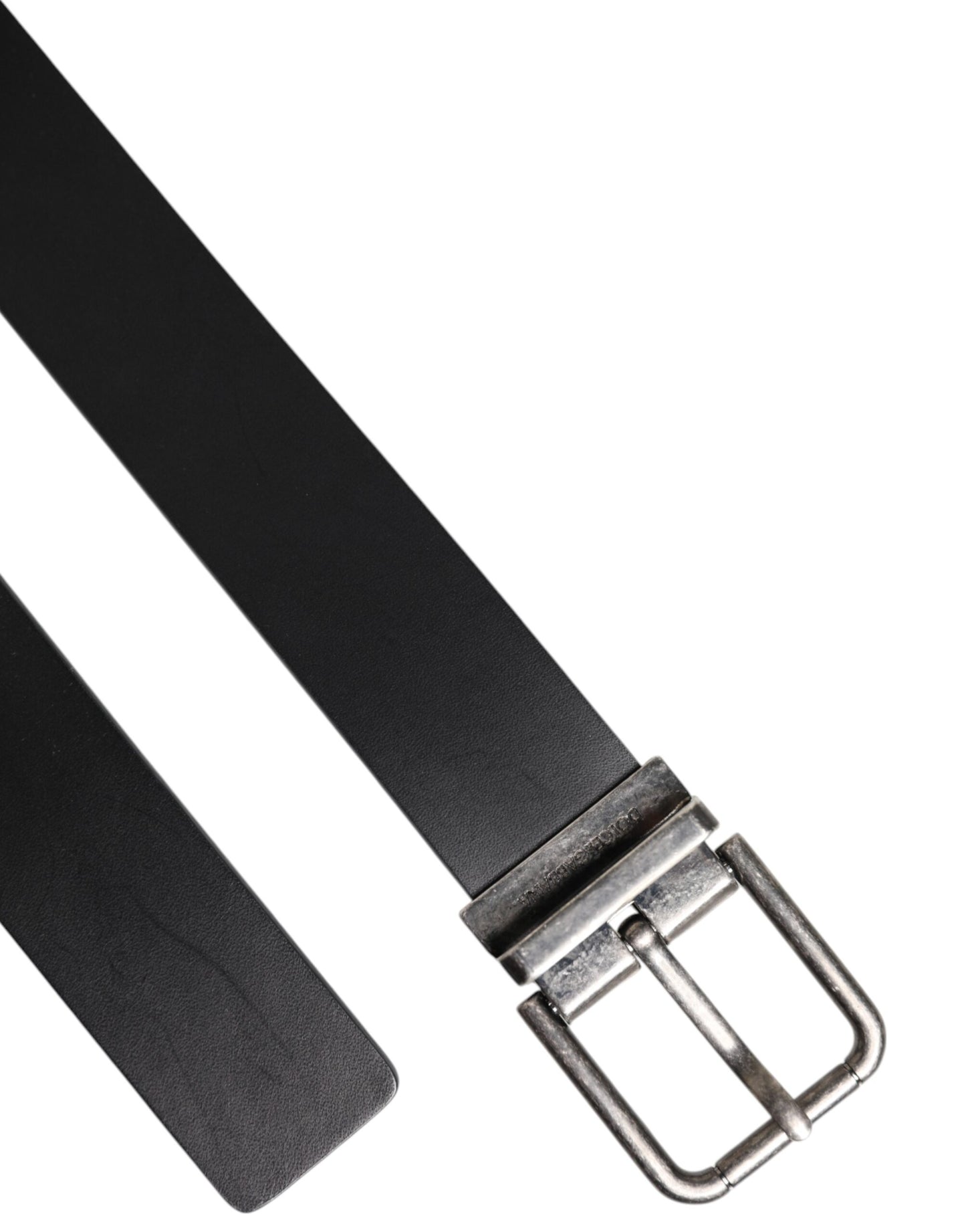 Cinturón clásico de cuero negro con hebilla metálica de Dolce &amp; Gabbana