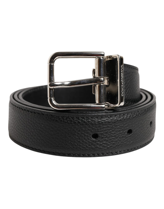 Cinturón clásico con hebilla metálica de piel de becerro negra de Dolce &amp; Gabbana