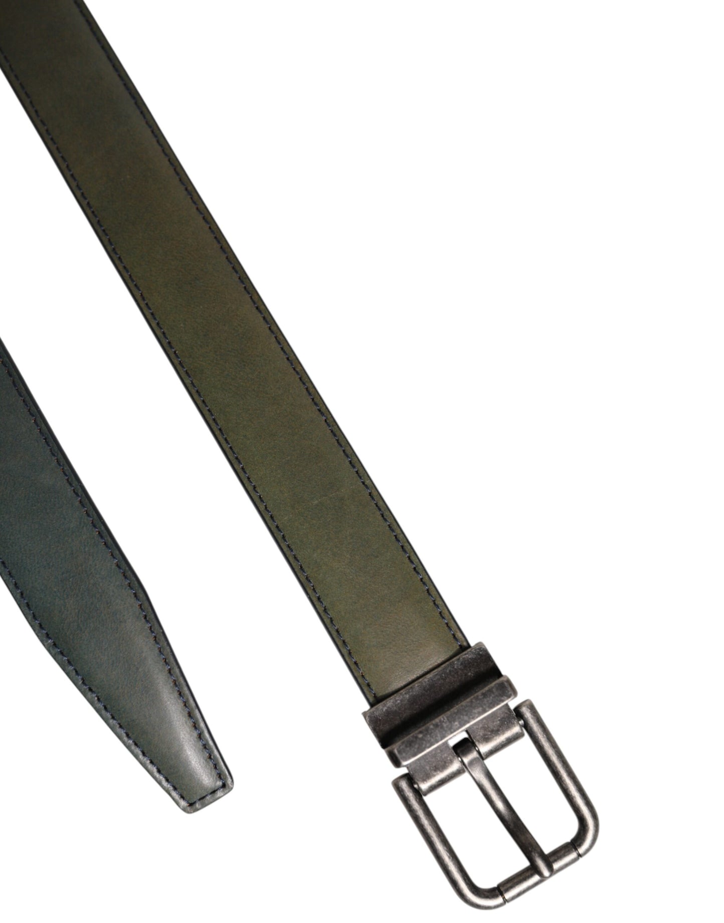 Cinturón clásico de cuero verde con hebilla metálica de Dolce &amp; Gabbana