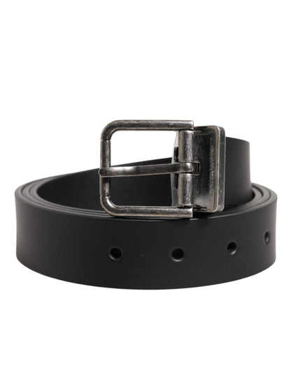Cinturón clásico de cuero negro con hebilla metálica de Dolce &amp; Gabbana