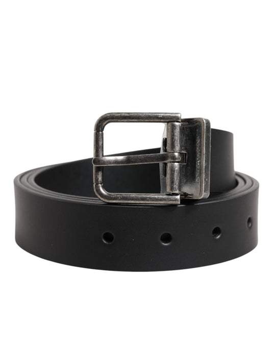 Cinturón clásico de cuero negro con hebilla metálica de Dolce &amp; Gabbana