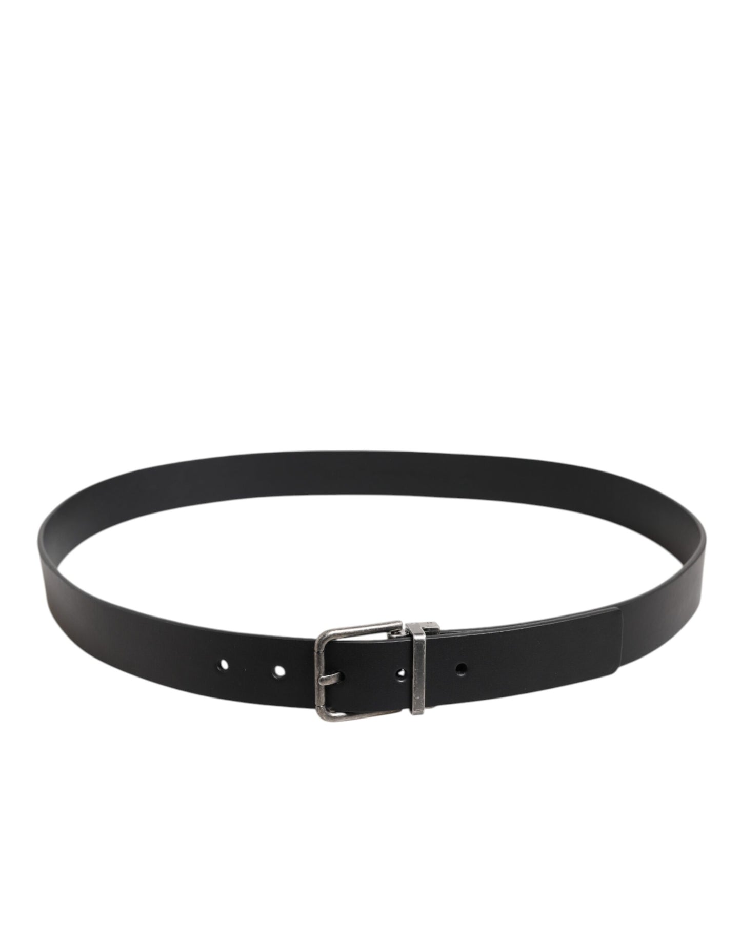 Cinturón clásico de cuero negro con hebilla metálica de Dolce &amp; Gabbana