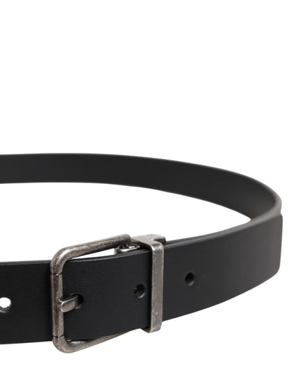 Cinturón clásico de cuero negro con hebilla metálica de Dolce &amp; Gabbana