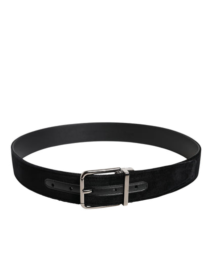 Cinturón de algodón negro con hebilla de metal plateado de Dolce &amp; Gabbana