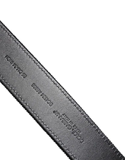 Cinturón de algodón negro con hebilla de metal plateado de Dolce &amp; Gabbana