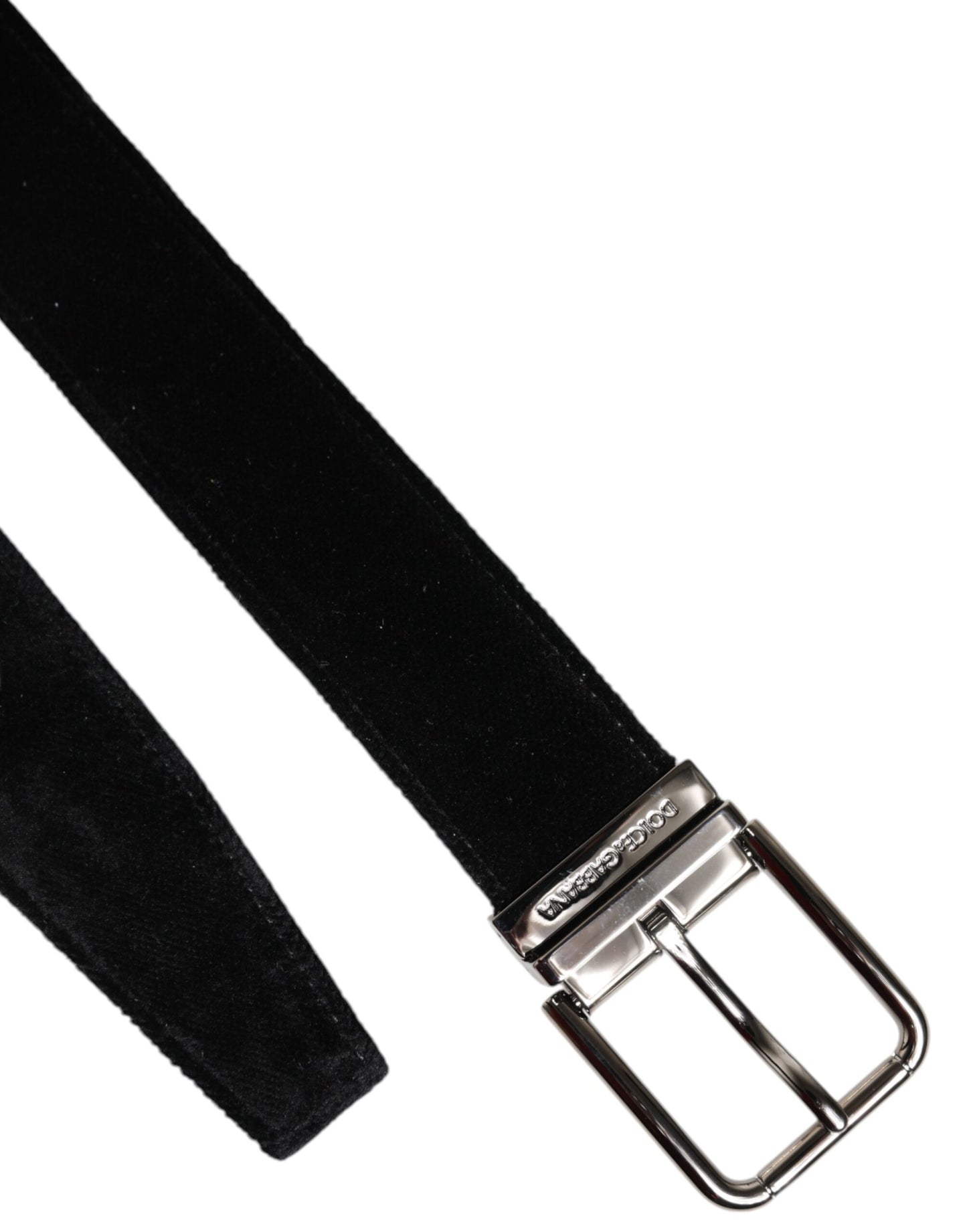 Cinturón de algodón negro con hebilla de metal plateado de Dolce &amp; Gabbana