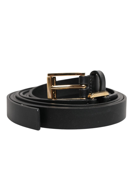 Cinturón de piel con doble tira y hebilla dorada de Dolce &amp; Gabbana en color negro