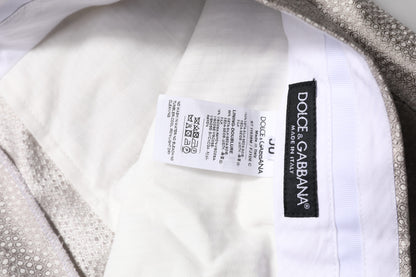 Traje de dos piezas de seda jacquard con lunares en gris claro de Dolce &amp; Gabbana