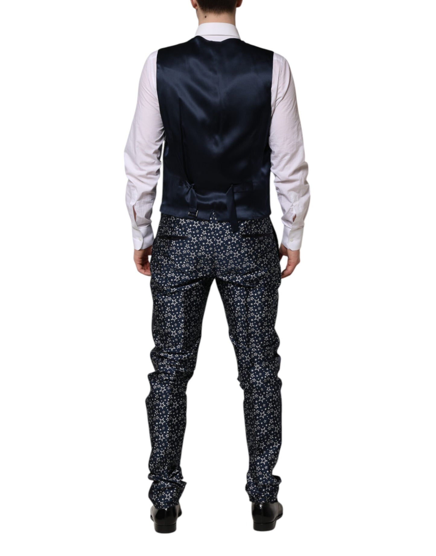 Traje de tres piezas en jacquard con estrellas MARTINI azul de Dolce &amp; Gabbana