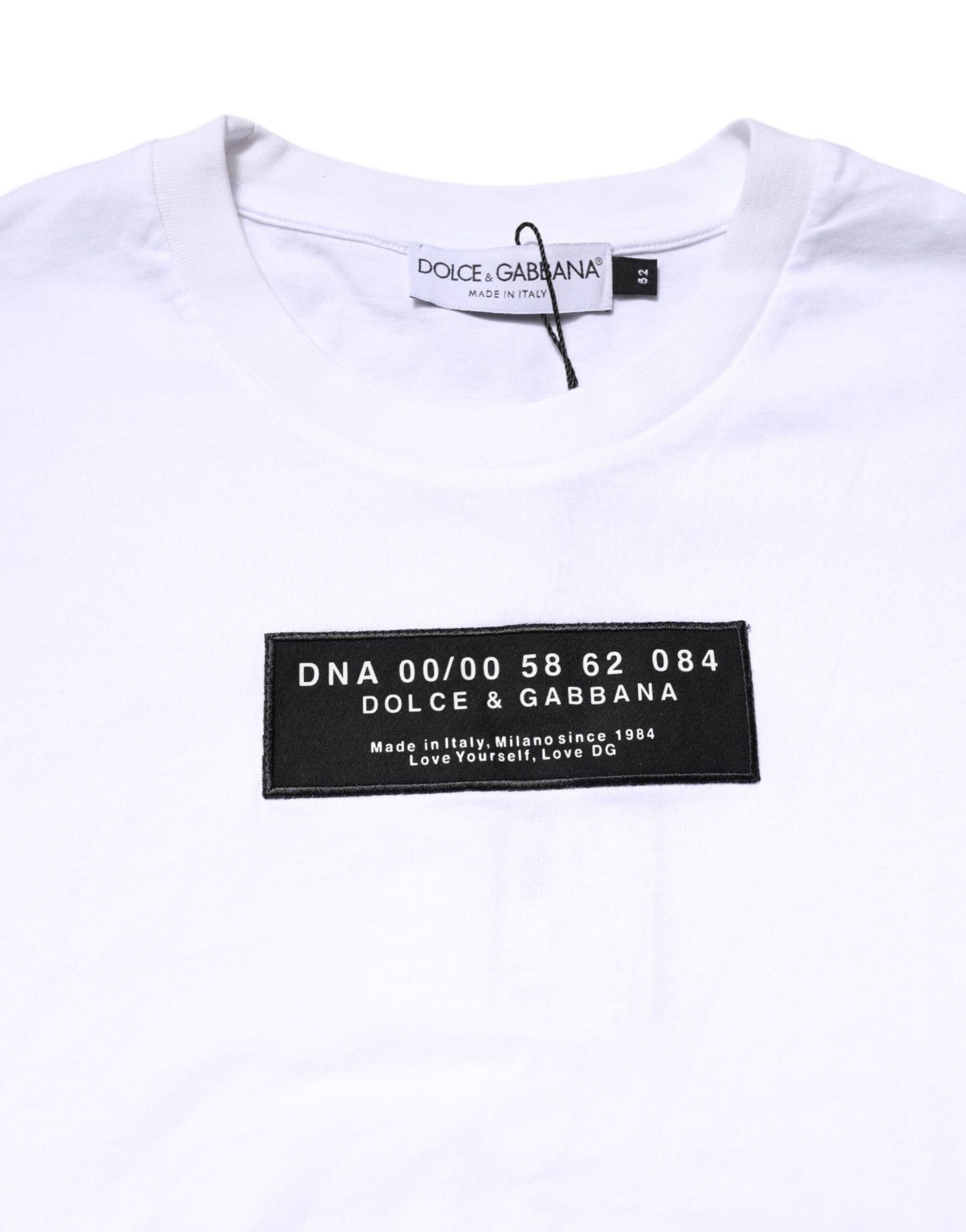 Dolce &amp; Gabbana White Cotton Logo Patch Crew Neck T-shirt