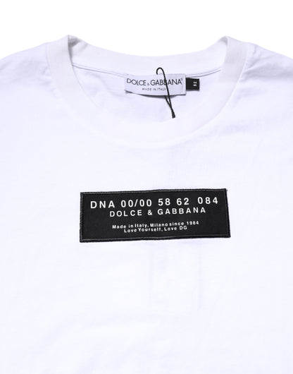 Dolce &amp; Gabbana White Cotton Logo Patch Crew Neck T-shirt