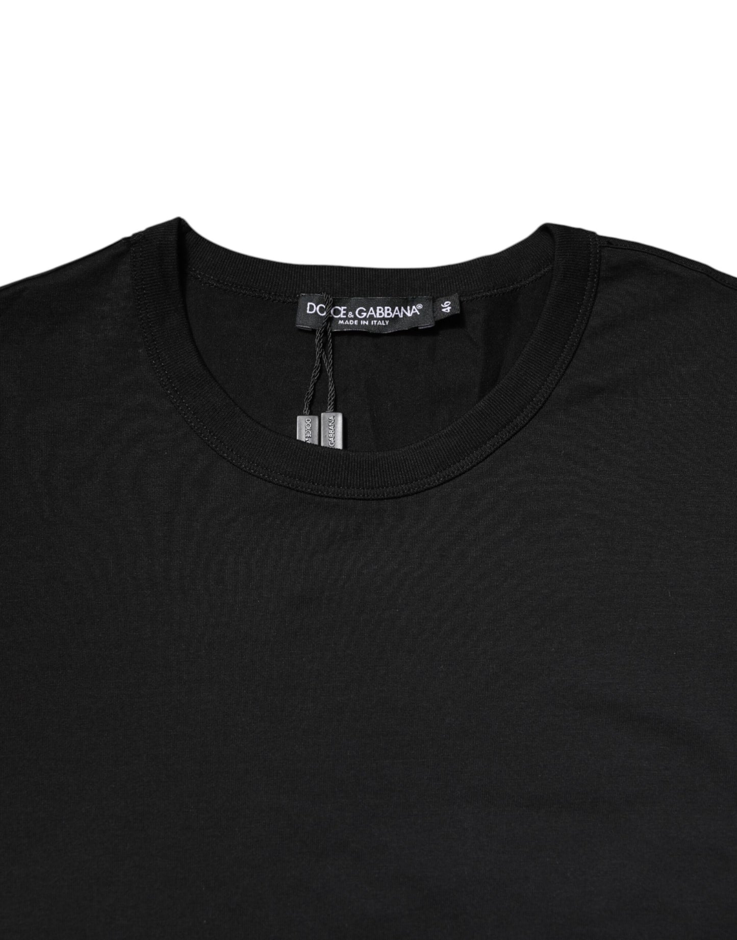 Dolce &amp; Gabbana Black Cotton Short Sleeves Round Neck T-shirt