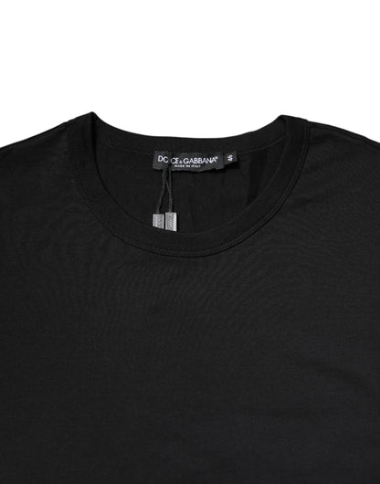 Dolce &amp; Gabbana Black Cotton Short Sleeves Round Neck T-shirt
