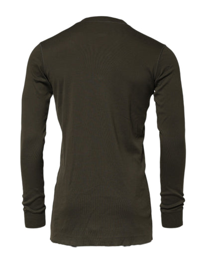 Dolce &amp; Gabbana Dark Green Long Sleeves Crew Neck T-shirt