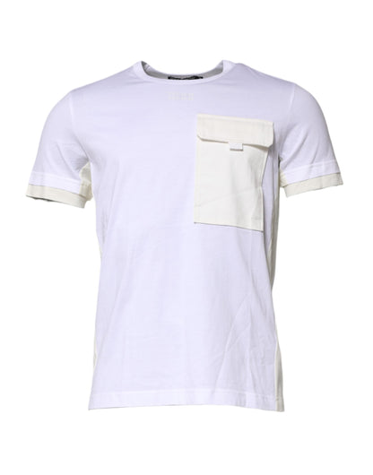 Dolce &amp; Gabbana White Cotton Pocket Short Sleeves T-shirt