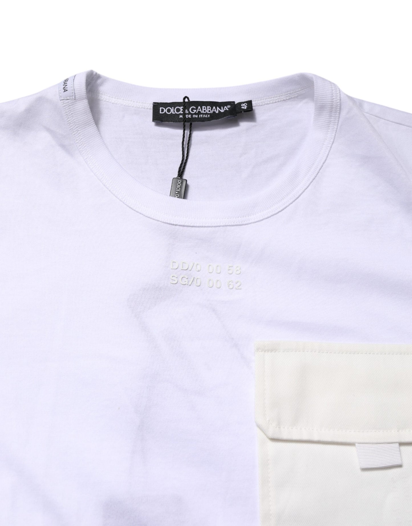 Dolce &amp; Gabbana White Cotton Pocket Short Sleeves T-shirt