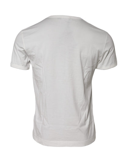 Dolce &amp; Gabbana White Cotton DG Crown Embossed T-shirt