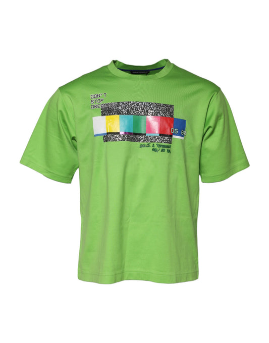 Dolce &amp; Gabbana Green Graphic Printed Round Neck T-shirt