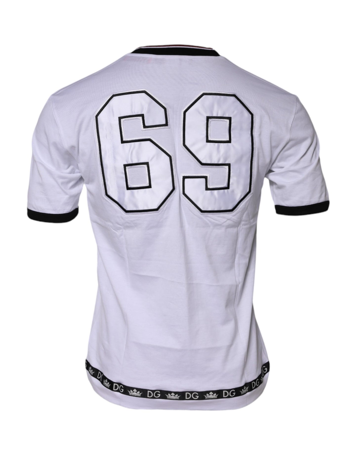 Dolce &amp; Gabbana White Cotton Crown King Embroidery T-shirt