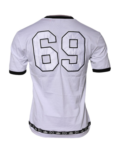 Dolce &amp; Gabbana White Cotton Crown King Embroidery T-shirt