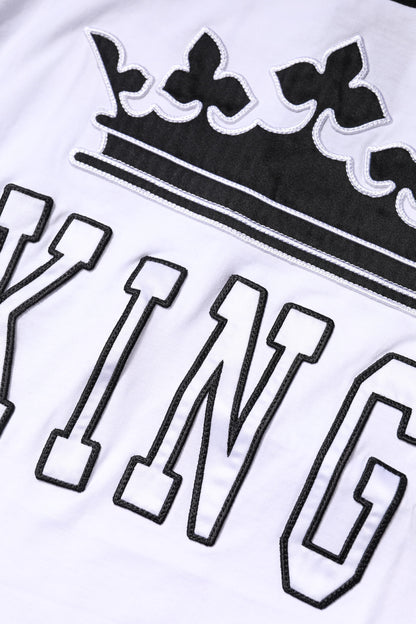 Dolce &amp; Gabbana White Cotton Crown King Embroidery T-shirt
