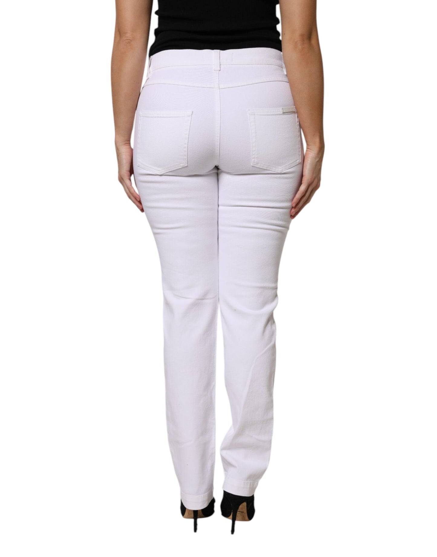 Dolce &amp; Gabbana White Floral Sequined GIRLY Denim Jeans