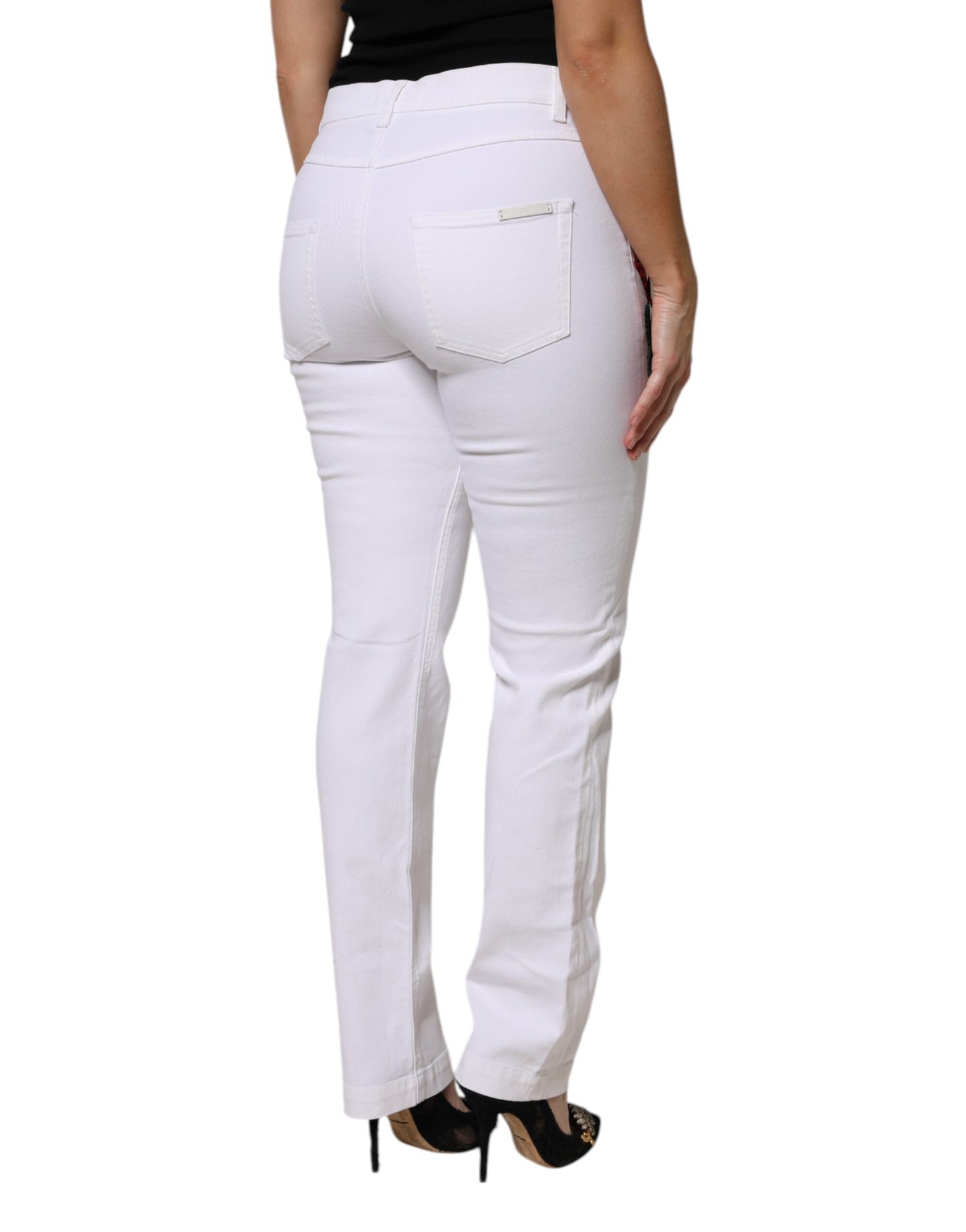 Dolce &amp; Gabbana White Floral Sequined GIRLY Denim Jeans