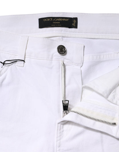 Dolce &amp; Gabbana White Floral Sequined GIRLY Denim Jeans