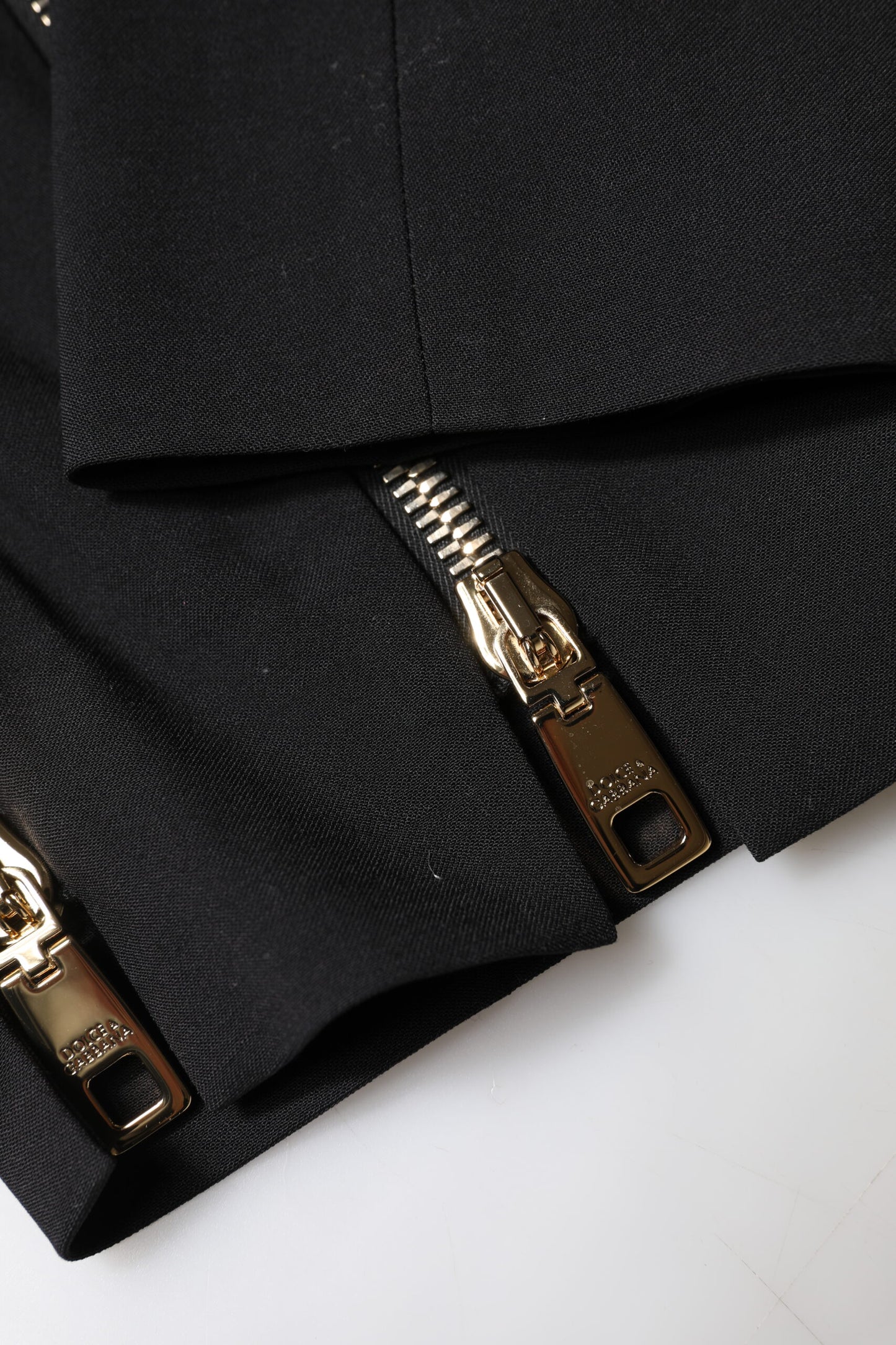 Dolce &amp; Gabbana Black Wool High Waist Zipper Tapered Pants