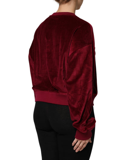 Suéter de cuello redondo de terciopelo de algodón rojo de Dolce &amp; Gabbana